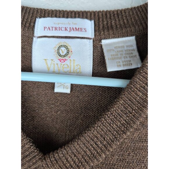 Viyella Patrick James Brown Merino Wool V-Neck Sweater Vest Size XL - Picture 4 of 6
